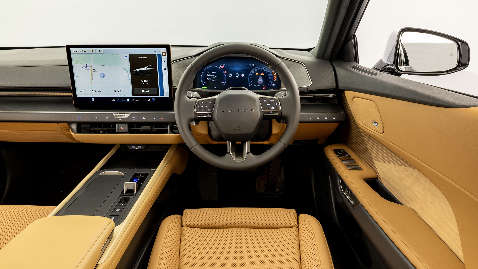 The all-new Lexus ES drivers cabin interior and steering wheel