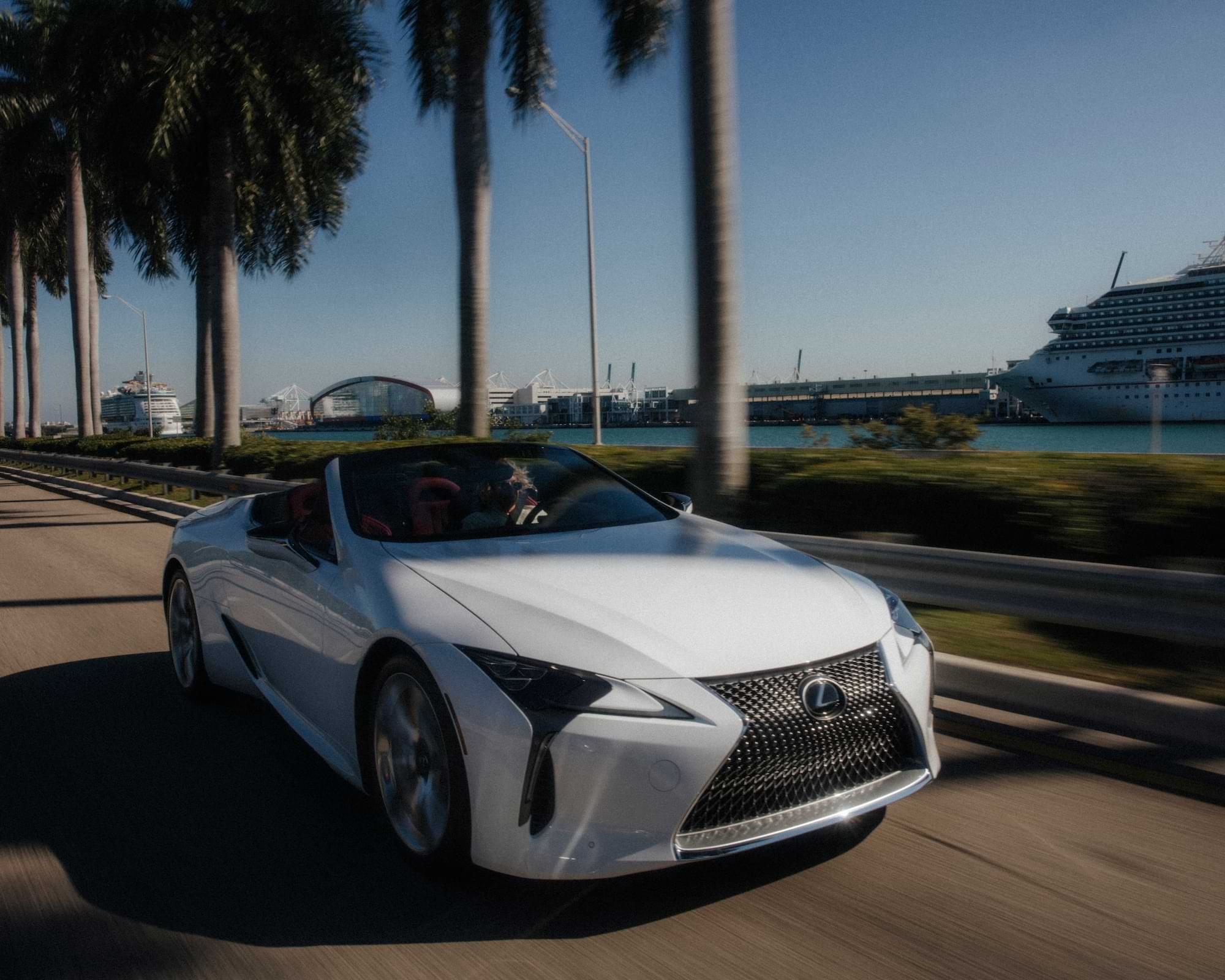 Michelle Bernstein driving a Lexus LC Covnertible