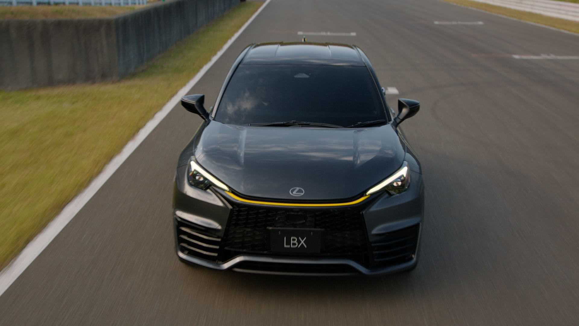 Black Lexus LBX Morizo RR concept model front view