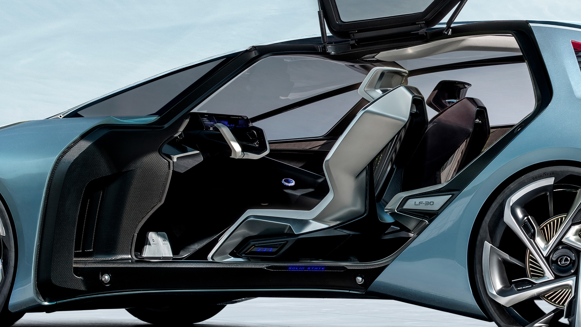 Side profile view of the interior cabin of the Lexus LF-30 Electrified Concept vehicle