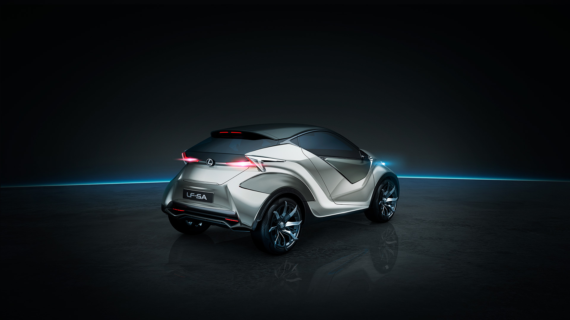 Rear view of the Lexus LF-SA concept vehicle in a studio setting