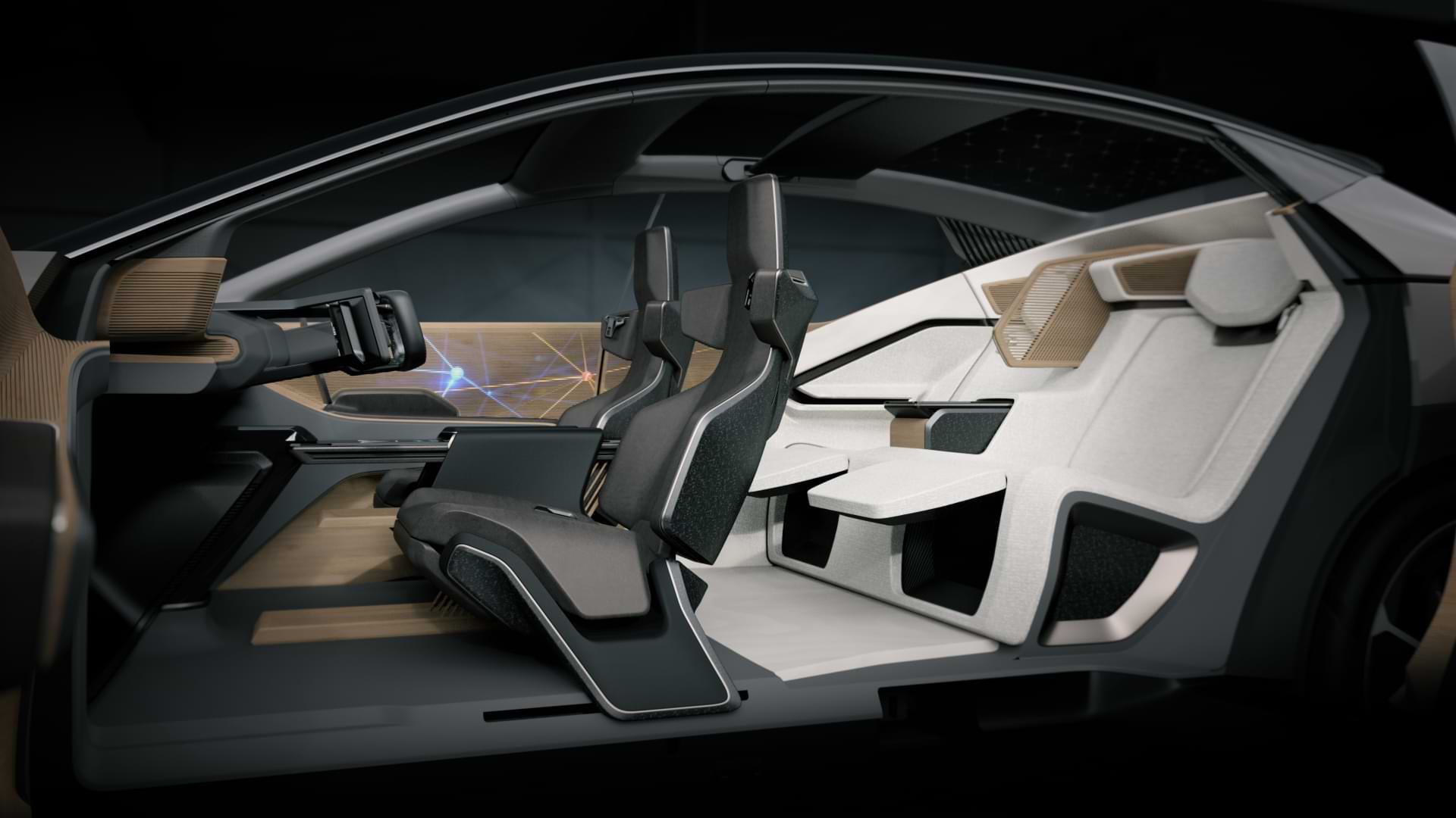 The interior cabin of the Lexus LF-ZL concept vehicle with white leather rear seats